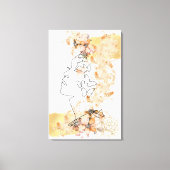 Eine Linie Gesichtskunst mit pfirsichfarbenen Blum Leinwanddruck (Vorderseite)