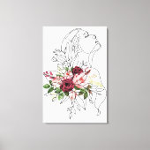 Eine Linie Mädchenkunst mit Blume in rosa Maronade Leinwanddruck (Vorderseite)