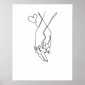 Eine Linie Zeichne Händchen halten Single Art Poster (Vorne)