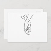 Eine Linie Zeichne Händchen halten Single Art Postkarte (Vorne/Hinten)