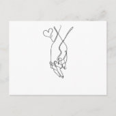 Eine Linie Zeichne Händchen halten Single Art Postkarte (Vorderseite)