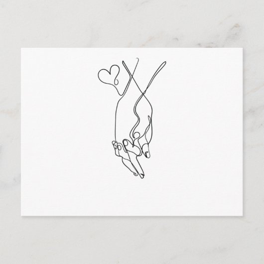 Eine Linie Zeichne Händchen halten Single Art Postkarte (Vorderseite)