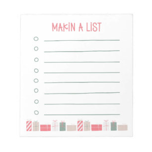 Eine Liste erstellen Weihnachtsgeschenke Notizbl Notizblock