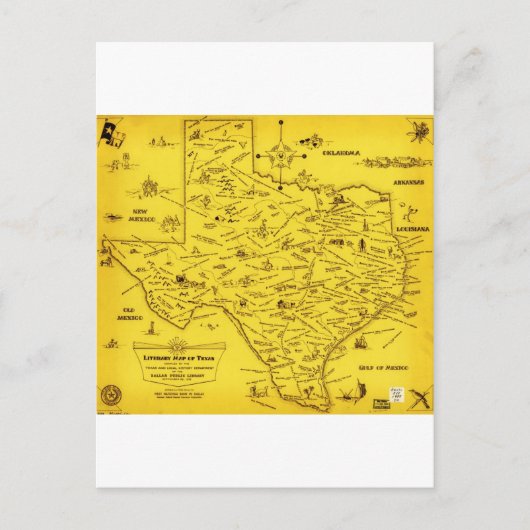 Eine Literaturkarte von Texas von Dallas Pub Lib ( Postkarte (Vorderseite)