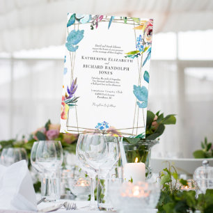 Eine Location Farbige Florale Elegante Hochzeit Einladung