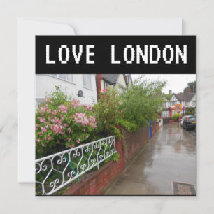Eine Londoner Straße und regen England Feiertagskarte