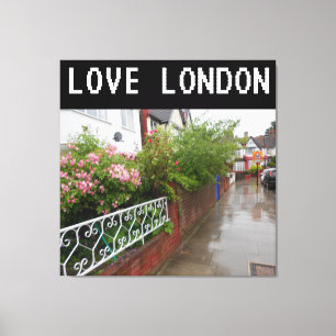 Eine Londoner Straße und regen England Leinwanddruck