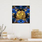 Eine Lotus-Blume mit Goldfarben und Reflexionen Poster (Küche)