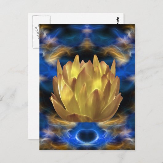 Eine Lotus-Blume mit Goldfarben und Reflexionen Postkarte (Vorne/Hinten)