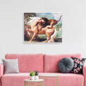 Eine Löwe attackiert ein Pferdegemälde -17620 Leinwanddruck (Insitu (Wohnzimmer))