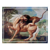 Eine Löwe attackiert ein Pferdegemälde -17620 Poster (Vorderseite)