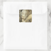 Eine Löwe leckt Daniel am Fuß Quadratischer Aufkleber (Tasche)