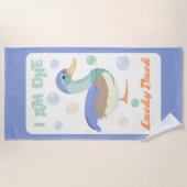 Eine Lucky Duck & Bubbles Blauer Pastell Strandtuch (Vorderseite)