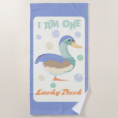 Eine Lucky Duck & Bubbles Blauer Pastell Strandtuch (Vorderseite)