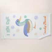 Eine Lucky Duck & Bubbles, süß gelb Strandtuch (Vorderseite)