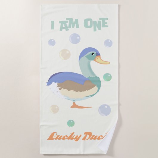 Eine Lucky Duck & Bubbles, süß gelb Strandtuch (Vorderseite)