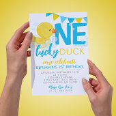 Eine Lucky Duck Wasserfarbe Gummi Duck 1. Geburtst Einladung