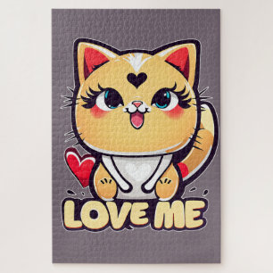 Eine lustige Chibi-Katze voller Liebe Puzzle