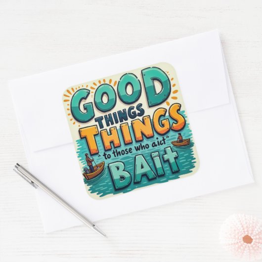 Eine lustige Erinnerung des Fischens Quadratischer Aufkleber (Umschlag)