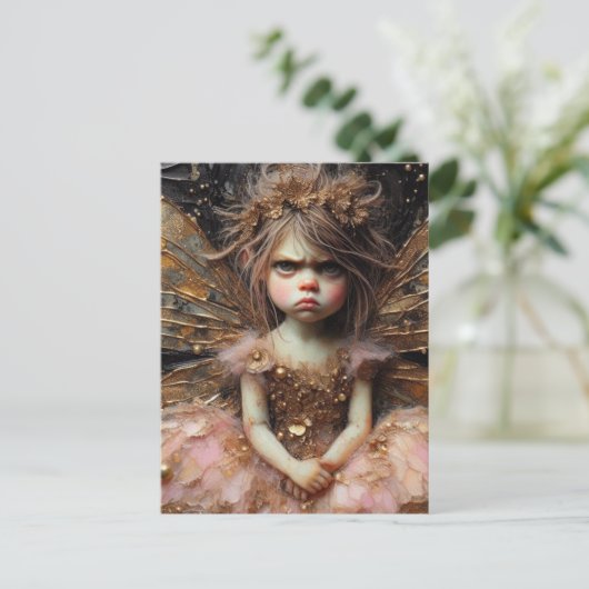 Eine lustige, grausige Fee in Rosa Postkarte (Stehend Vorderseite)