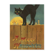 Eine lustige Hallowe'en Spooky Black Cat Vintag Ar
