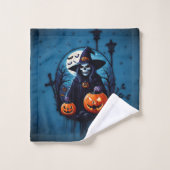 Eine lustige Halloween-Szene Badhandtuch Set (Waschlappen)