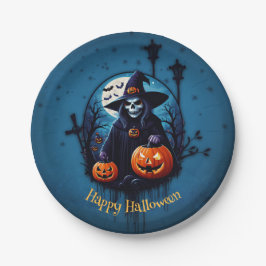 Eine lustige Halloween-Szene Pappteller