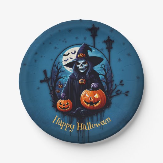Eine lustige Halloween-Szene Pappteller (Vorderseite)