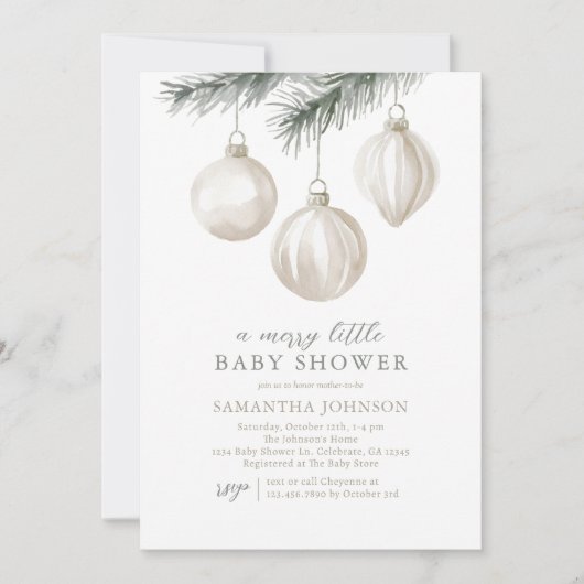 Eine lustige kleine Baby Dusche Weihnachtsschmuck Einladung (Vorderseite)