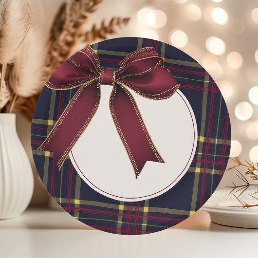 Eine lustige kleine Babydusche Red Bow Kariert Vin Pappteller