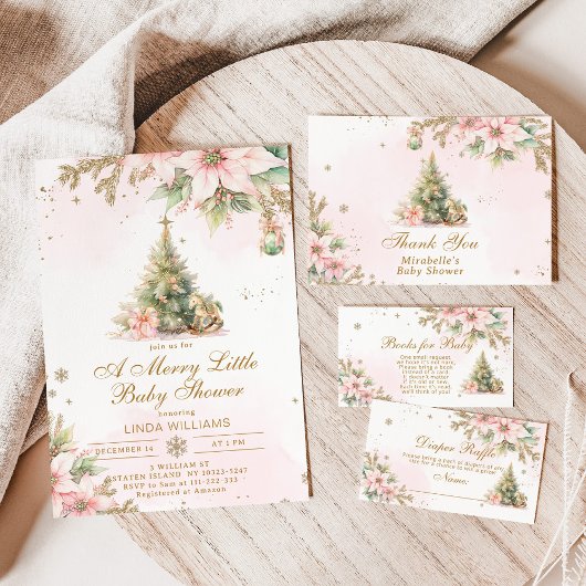 Eine lustige kleine Babydusche Rosa Gold Weihnacht Einladung