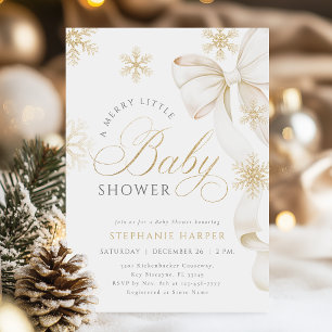 Eine lustige kleine Gold Bow Baby Dusche Einladung