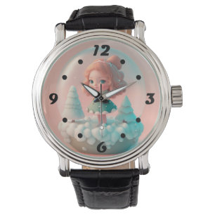 Eine lustige kleine Puppe auf einer Wolke Armbanduhr