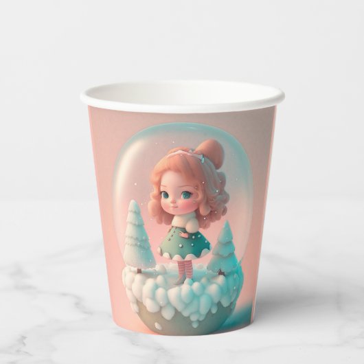 Eine lustige kleine Puppe auf einer Wolke Pappbecher (Rückseite)