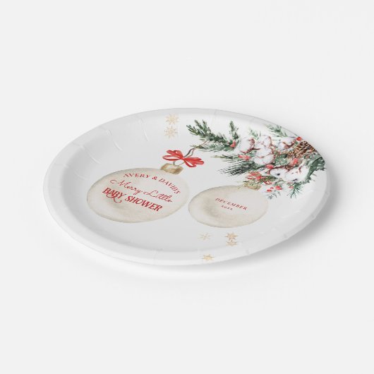 Eine lustige kleine Weihnachtsdusche modern Pappteller (Schrägansicht)