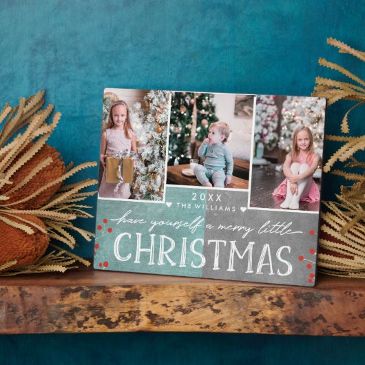 Eine lustige kleine Weihnachtsfamilienfoto-Collage Fotoplatte (Seite)