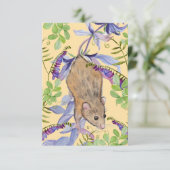 Eine lustige Maus in einem Dickicht von Blume. Dankeskarte (Stehend Vorderseite)