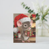 Eine lustige Niedliche Weihnachtsmaus Postkarte (Stehend Vorderseite)