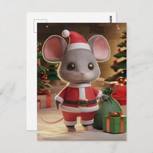 Eine lustige Weihnachtsmäuse Postkarte (Vorne/Hinten)