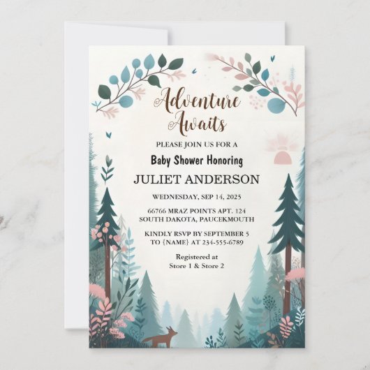 Eine lustige, wilde Mutter, um eine Woodland-Babyd Einladung (Vorderseite)