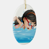 Eine Mädchenschwimmen mit Schutzbrillen Keramik Ornament (Rechts)