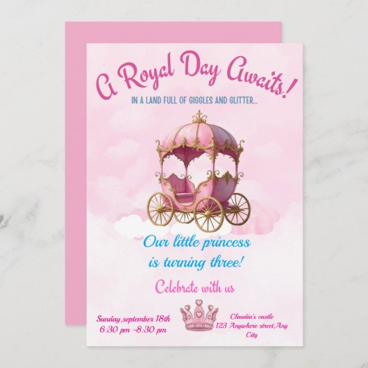 Eine magische Prinzessin-Party Einladung (Vorne/Hinten)