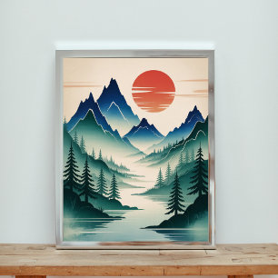 Eine majestätische Landschaft aus dem Misty Mounta Poster