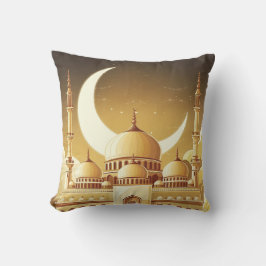 Eine majestätische Moschee unter dem Halbmond Kissen