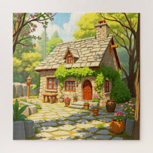 Eine malerische Hütte aus Stein Puzzle