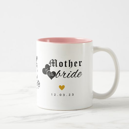 Eine Mama voller Stolz: Mutter der Braut Zwei-Tone Zweifarbige Tasse (Rechts)