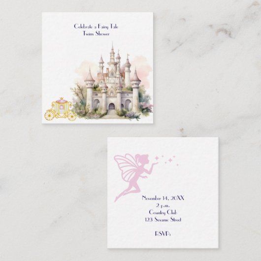 Eine Märchen-Tale-Twin-Babydusche Begleitkarte (Vorne/Hinten)