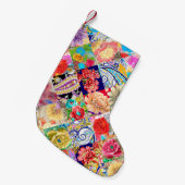 Eine märchenhafte Burg auf scharfen Felsen. Ölmale Kleiner Weihnachtsstrumpf (Vorderansicht (hängend))