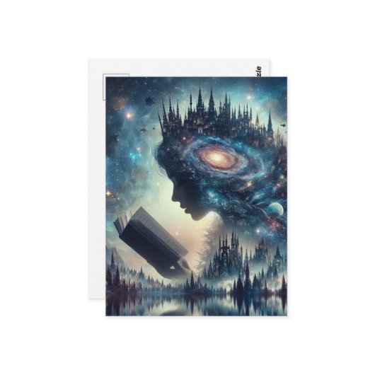 Eine märchenhafte Königin beim Lesen Postkarte (Vorderseite/Rückseite Beispiel)