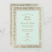 Eine märchenhafte Pastel Mint Babydusche Einladung (Vorne/Hinten)
